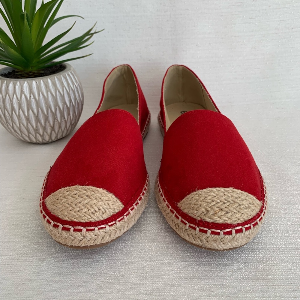 NWOT Ellos Red Microsuede Espadrille Flats Woman’s 9M - Picture 4 of 10